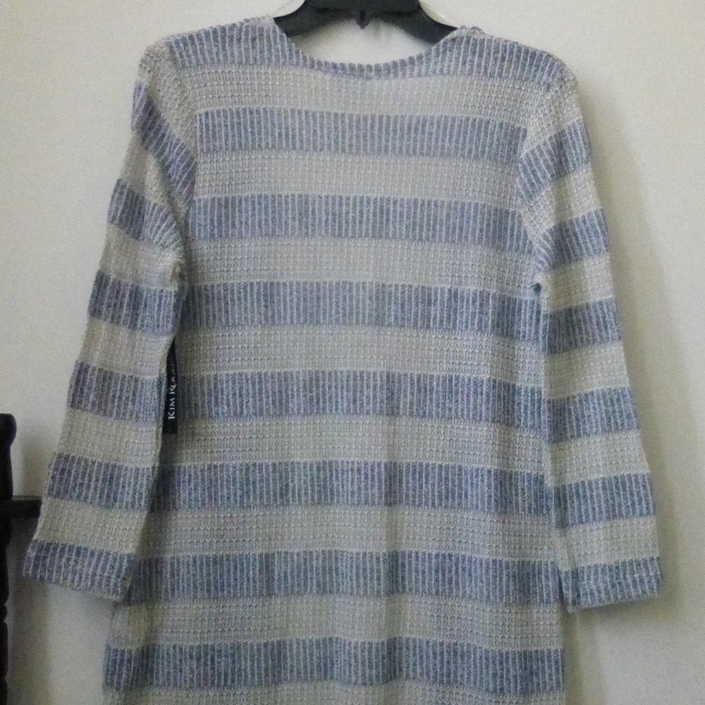 KIM ROGERS Cardigan Size S Open Front Striped - Picture 3 of 6